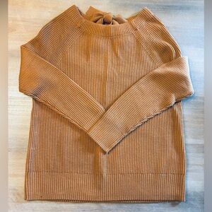 Banana Republic Ribbed Wool Blend Tie-back Pullover Sweater in Tan, Size Medium